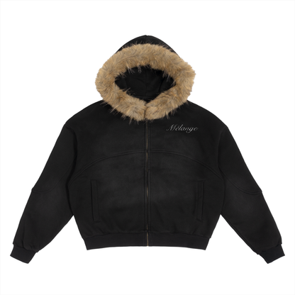 Mélange SunFaded Detachable Fur Hoodie